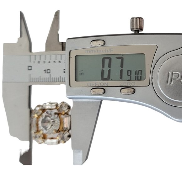 Gold Tone Round Baguette Clear Rhinestone Square Cufflinks E223 - Picture 10 of 11